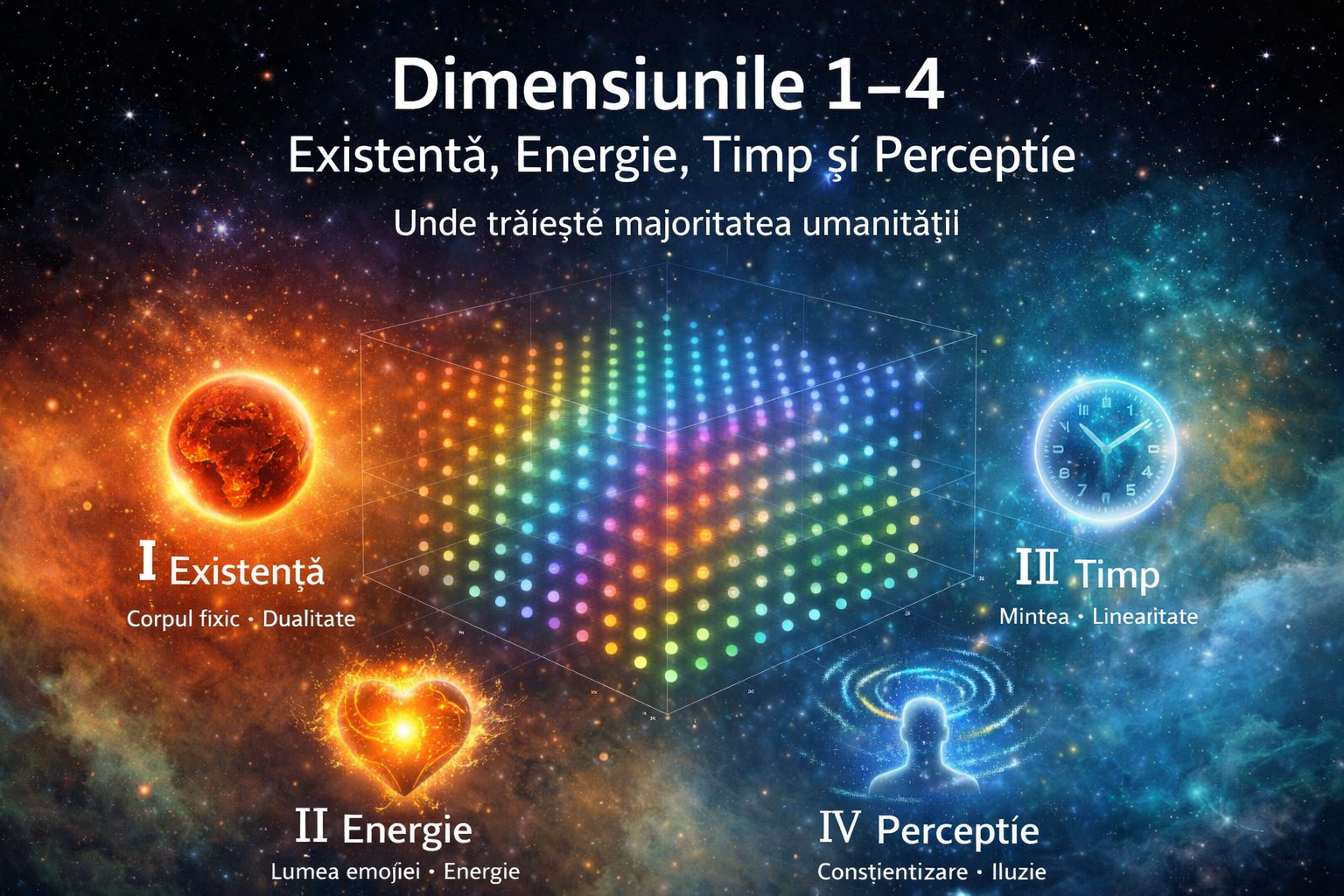 Dimensiunile 1–4: Existență, Energie, Timp Și Percepție, Dimensiunile 1–4, Dimensiunile Creației, Primele Dimensiuni Ale Existenței, Existență Energie Timp Percepție, Ce Sunt Dimensiunile Spirituale, Realitatea 3D Și 4D, Dimensiunea Timpului, Structura Realității, Niveluri De Conștiință, Stări De Conștiință, Conștiință Și Percepție, Dualitate Și Materie, Energie Emoțională, Mintea Și Timpul, Iluzia Realității, Spațiu Timp Conștiință, Sistem Dimensional, Realitate Percepută, Evoluție Spirituală Autentică, Spiritualitate Fără Iluzii, Ce Sunt Dimensiunile 1–4 În Spiritualitate, Cum Funcționează Dimensiunea Timpului, De Ce Trăim În Primele 4 Dimensiuni, Diferența Dintre Percepție Și Realitate, Ce Înseamnă Existența În 3D, Cum Influențează Timpul Conștiința, De Ce Spiritualitatea Rămâne Blocată În 4D, Iluzia Mișcării Și A Transformării, Conștiința Umană Și Dimensiunile, Arhitectura Creației, Harta Dimensională A Conștiinței, Dimensiuni Ca Stări Nu Locuri, Realitate Ca Sistem De Stări, Limbaj Viu Al Creației, Structură Înainte De Experiență, Evoluție Prin Claritate, Spiritualitate Matură, Karanna Academy, Protecția Psi